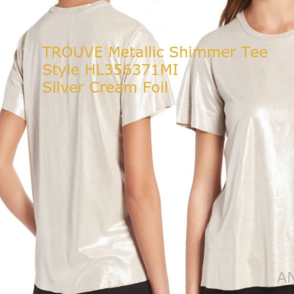 TROUVE Metallic Shimmer Tee Silver Foil - Picture 2 of 2